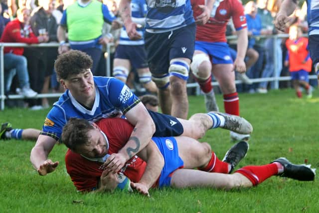 Michael Brooks goes over for Kirkcaldy's final try