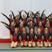 Pictured are members of Balwearie Gymnastics Club: (Top row left to right):  Maisie Robertson, Hannah McPherson, Amber Thomson, Taylor Duncan, Alice Clyne, Lucy Adams, Lucy burns, Alyssa Stewart. Middle row: Abbie Beveridge, Hannah Gibbons, Madison Younger, Mirren Paris, Lauren Adams, Charlotte Cameron. Bottom row: Ava Squire, Emily Wilson, Elizabeth Bain, Lyla Steel, Amber Gulley, Kristina Grubb.  Not pictured but who also competed: Isla Millar, Amelie Mitchell, Freya Scott, Katie Scott, Darcie Ward.