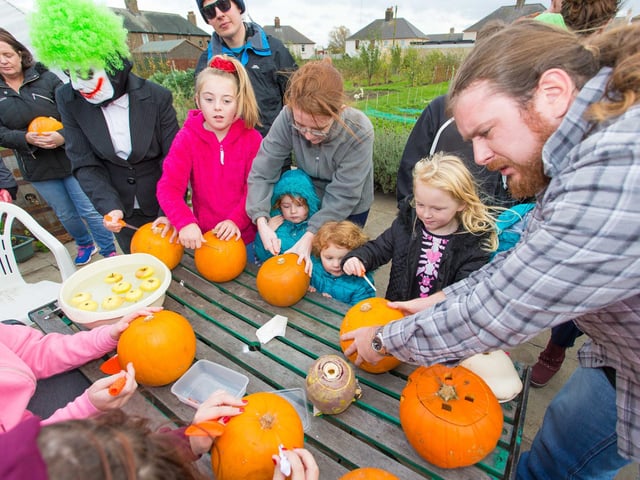 Pumpkin carving fun at CLEAR in 2014.