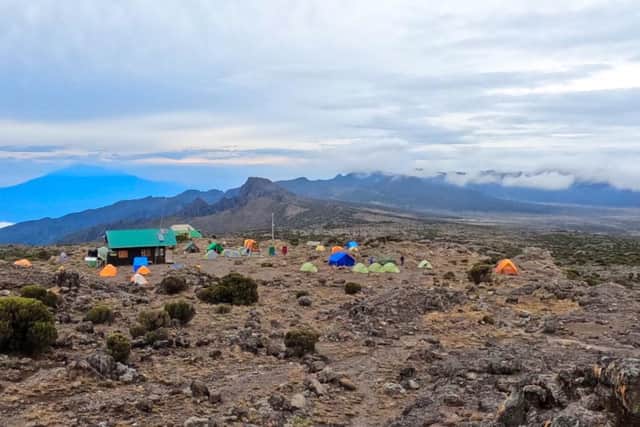 Don camped with the other trekkers on Kilimanjaro.