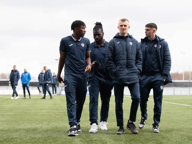 Esmael Goncalves (2nd left) pictured with Raith team-mates before final (Pic Ross Parker/SNS Group)