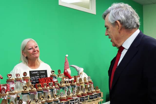 Gordon Brown visits stalls at Seascape's Christmas event (Pic: Ian Sloan)
