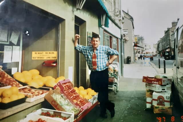 Charlie Brady outside the Raith Fruit shop which was in the west end of the High Street in Kirkcaldy