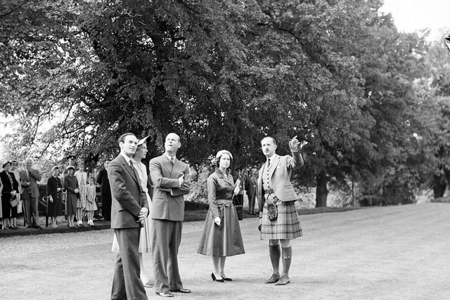 Queen Elizabeth II and Prince Philip, Duke of Edinburgh on a visit to Falkland Palace.