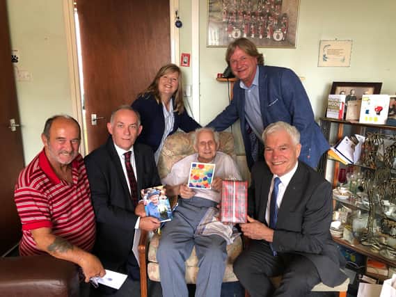 Jimmy Sinclair  with David Torrance, Carol Lindsay, Rod Kavanagh, the Lord Lieutenant, and his carer Archie.
