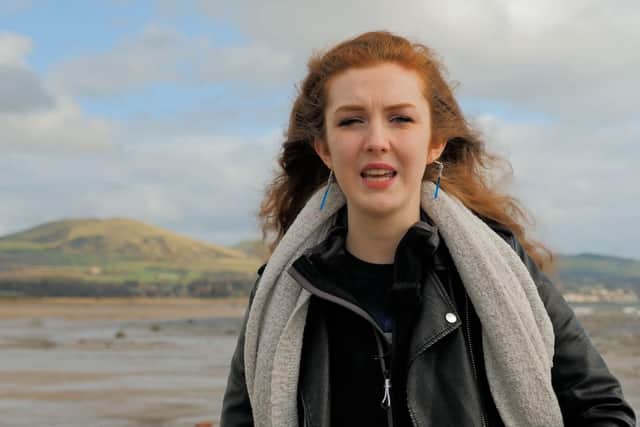 Len Pennie filmed her poem on Leven beach (Pic: Submitted)