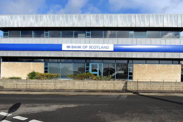 The offence took place at the Bank of Scotland,  Carberry Road,  Kirkcaldy. Pic: Fife Photo Agency.