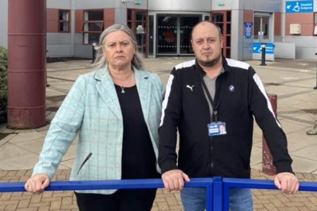 Roz McCall MSP and Cllr Gavin Ellis outside the Queen Margaret Hospital in Dunfermline (Pic: Submitted)