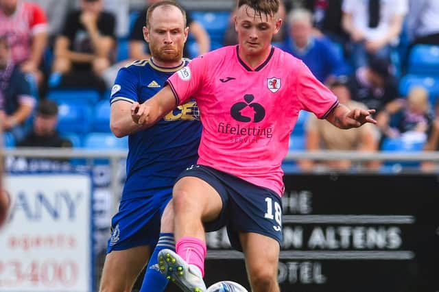 Raith Rovers' Kyle Connell holding off Cove Rangers' Mark Reynolds during his side's 2-0 Scottish Championship defeat at Balmoral Park in Aberdeen in July (Photo by Craig Foy/SNS Group)