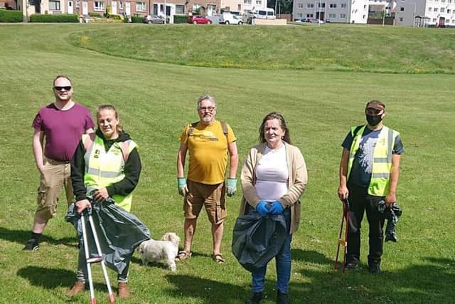 Kirkcaldy litter picking group Keep Our Fields Tidy, From left to right: Chris Taylor, Haley Hall, Robert Connally, Gail Donaldson and Peter Docherty.