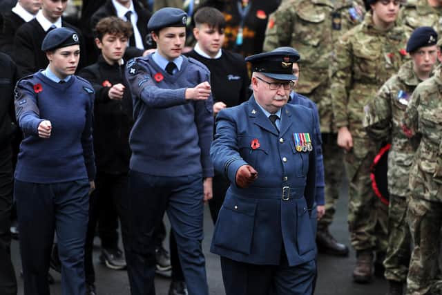 The parade and service in Kirkcaldy on Remembrance Sunday. Pic: Fife Photo Agency
