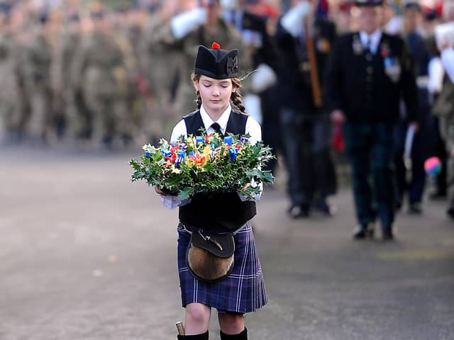 Carrying a wreath to the war memorial in Kirkcaldy