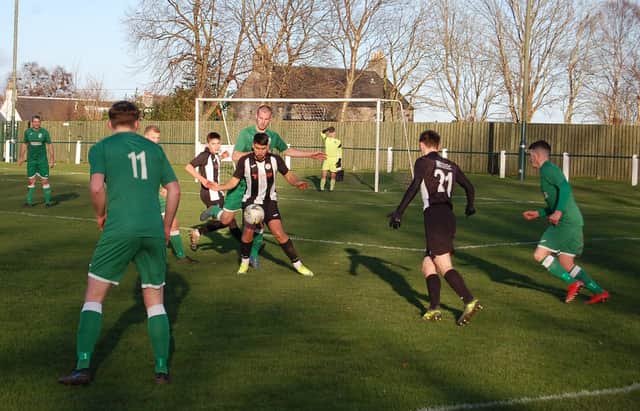 Action from Saturday's 8-0 for Thornton Hibs