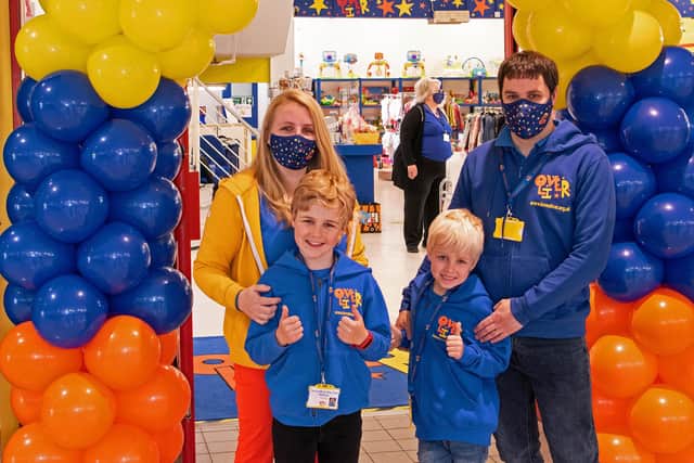 Jennifer and Andy Gill with their two sons Micah and Rory at the opening of the LoveOliver store. Pic: Stephanie Lawson.