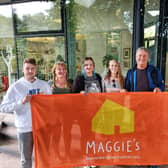 From left to right, Andy Lightfoot, Sharon Green-Wilson, Nicola Patrick, Jenni Leigh, David Torrance, and Zoe Hisbent at Maggie’s Centre in Kirkcaldy.