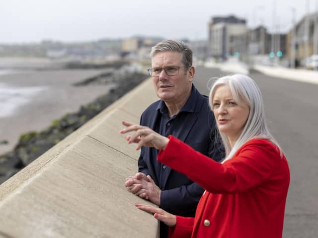 Keir Starmer with Labour candidate Wilma Brown during a walk on the Esplanade in May  2023 (Pic: Robert Perry/Getty Images)