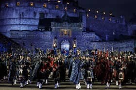 The Massed Pipes and Drums during the working rehearsal for the first full run-through of The Royal Edinburgh Military Tattoo.(Photo by Jeff J Mitchell/Getty Images)
