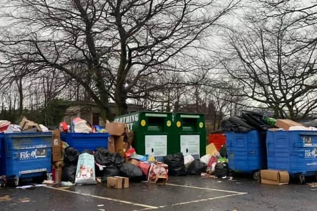 The unsightly mess left at the recycling point in Beveridge Park as people dump their recycling after Christmas. Pic: Councillor Zoe Hisbent.