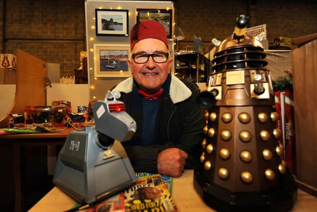 Bob Brews with his Dr Who memorabilia collection (Pic: Fife Photo Agency)