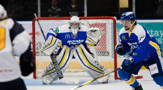 Andy Little between the pipes for Fife Flyers (Pic: Derek Young)