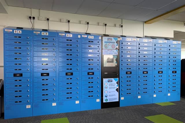 The new self-service lockers housing Chrome Boks at Fife College campuses