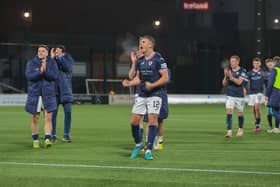 Tom Lang celebrates after Raith's 1-0 win at Hamilton on January 2 (Pic by Scott Louden)