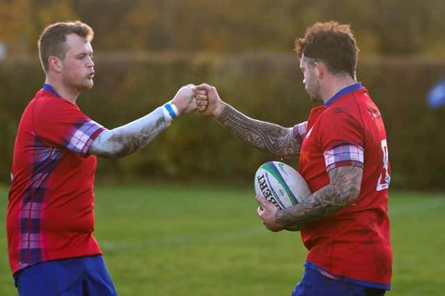 Dayle Turner (right) sealed Kirkcaldy survival with crucial third try at Hamilton (Library pics by Michael Booth)