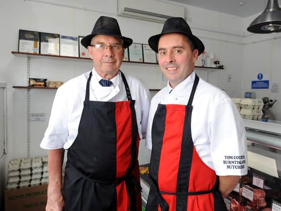 Tom Courts (right) has a new role as president of The Scottish Federation of Meat Traders Association (Scottish Craft Butchers). He is pictured with his dad, Tom Courts senior.
Pic: Fife Photo Agency.