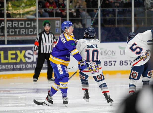 Kristian Blumenschein was one of the few Fife Flyers skaters to earn pass marks in the defeat against Dundee Stars (Pic: Jillian McFarlane)