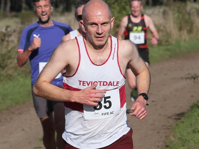Teviotdale Harriers over-40 Andrew Gibson was 49th in 19:00 at Fife Athletic Club’s 2026 Giffordtown 5K near Ladybank on Sunday (Photo: Pete Bracegirdle)