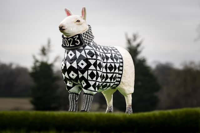 Baa-ry Sanquhar, designed by Fife artist Jennifer McHardy is one of 38 sheep in the Flock to the Show art trail.  (Pic: Ian Georgeson)