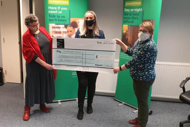 Neve recently gave a donation to the Kirkcaldy branch of Samaritans.