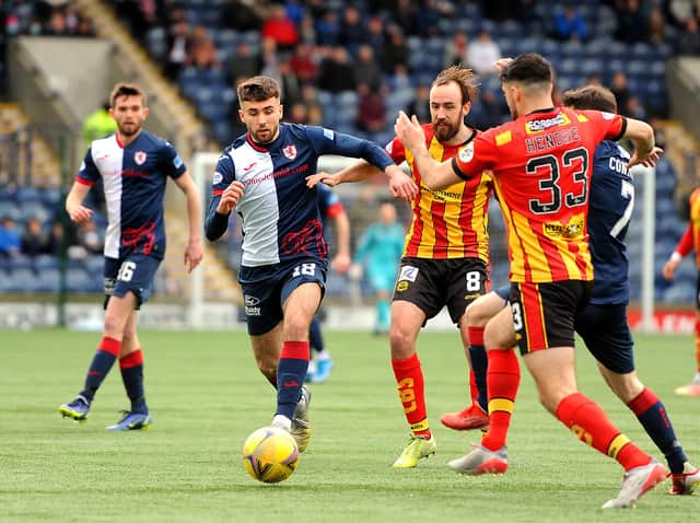 Raith's Ethon Varian battles with the Partick defence. (Pic: Fife Photo Agency)