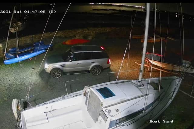 CCTV from the boat yard shows the theft in progress. Pic: Forth Cruising Club