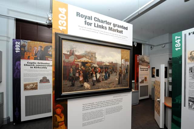The Moments in Time exhibition at Kirkcaldy Galleries - Painting 'Links Fair' by artist James Patrick. Pic: Fife Photo Agency