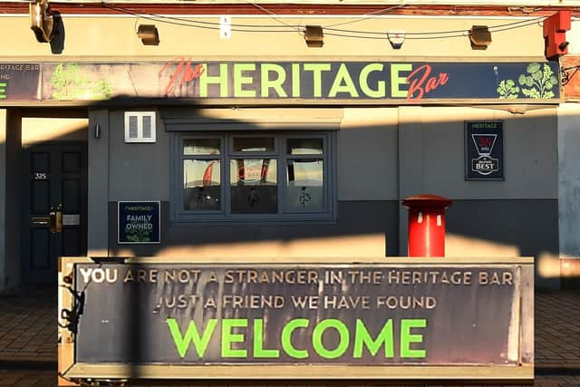 The welcome message that sits about the entrance to the Heritage