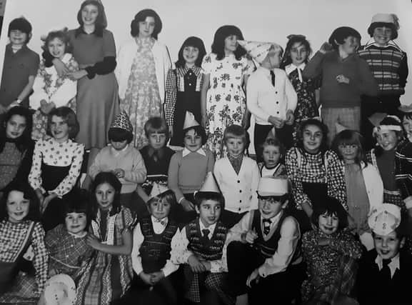 A group pictured at Tullis Russell’s 1975 Christmas party.