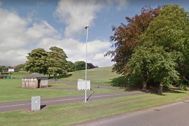 The teenager was attacked as she walked along Leuchatsbeath Drive next to the public park. Pic: Google