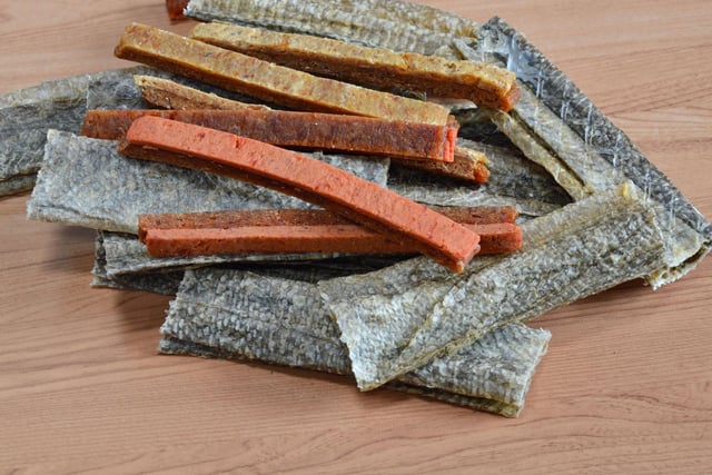 Just the smell of salmon jerky or freeze dried fish skin will get your pet trying to work out what it needs to do to get their paws on some.