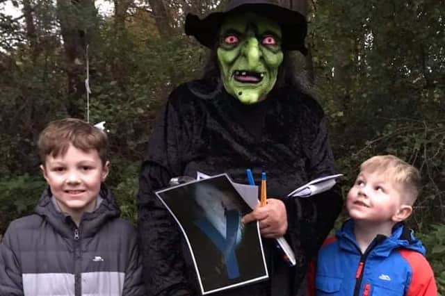 Youngsters headed to the electric substation at the end of Linton Lane where a witch met them and handed out treasure maps for them to follow.