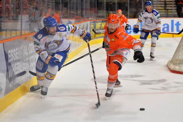 Fife Flyers' defenceman James Isaacs in action against Sheffield Steelers earlier this season (Pic: Dean Woolley)