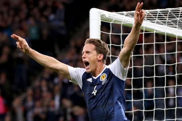 Christophe Berra, pictured celebrating after scoring for Scotland against Malta in September 2017, is joining Raith Rovers  (Photo by Ian MacNicol/Getty Images)