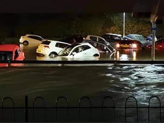 Hospital workers' cars were damaged after being completely submerged in water at Victoria Hospital during the last round of floods. Pic: Annie Blair.
