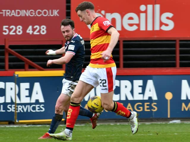 Aidan Connolly in action against Partick Thistle (Pic Eddie Doig)