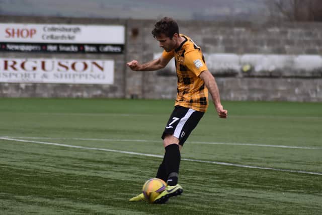 Danny Denholm tries his luck for East Fife during the first half
