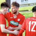 Stuart Cargill (centre) netted a treble in last Saturday's 4-1 win at Kinnoull (Library pic by Ross McQuade)