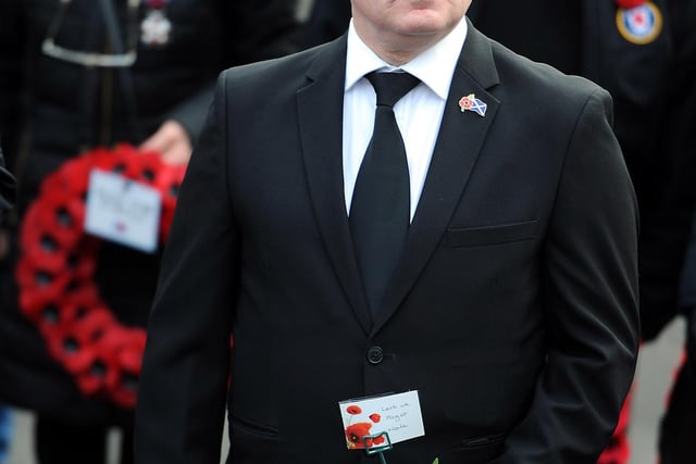 Neale Hanvey MP for Kirkcaldy and Cowdenbeath at the service at Kirkcaldy War Memorial.