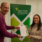 Justine McIvor received her scholarship from college principal Jim Metcalfe (Pic: Fife College)