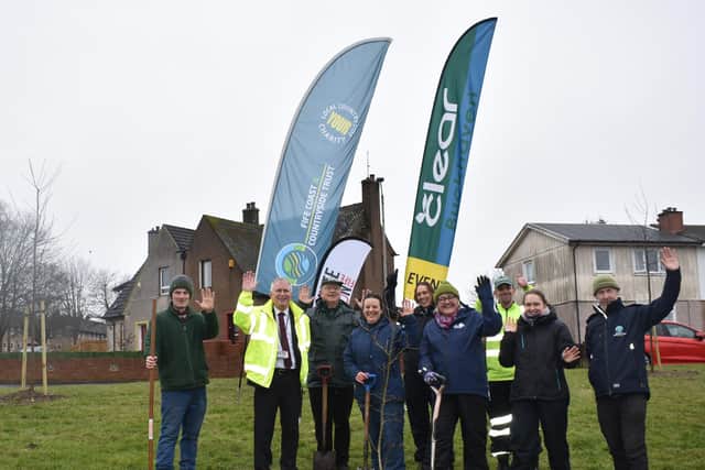 Launching the tree warden scheme - included are Scott Clelland, Fife Council service manager; Rebecca Logsdon, community tree planting officer FCCT, and Sam Village from the Tree Council.