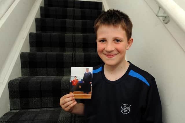 Daniel Brown has set himself a target of climbing 51 flights of stairs every day to raise money for the Salvation Army in memory of his dad. Pic: Fife Photo Agency.